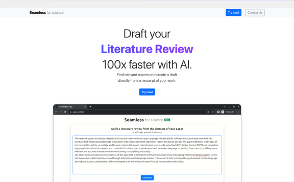 Seamless:AI驱动的科研文献综述生成器