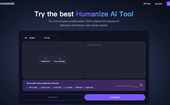 AI Humanize:AI内容检测和优化工具,给AI内容穿上”隐身衣”的智能改写工具