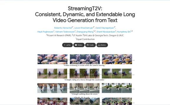 StreamingT2V-开源AI视频生成模型，主打2分钟超长连贯视频生成