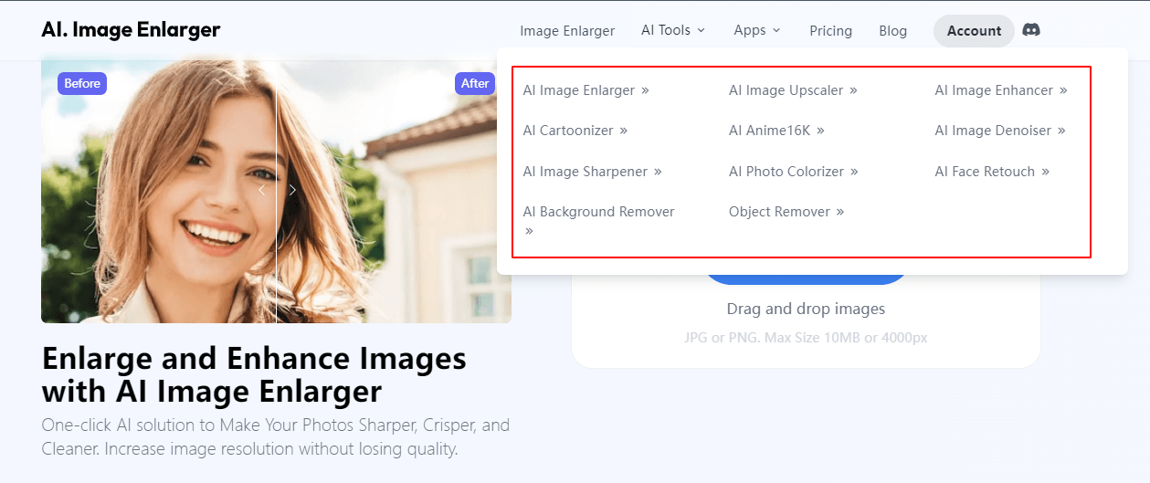 Imglarger-AI图像增强工具,智能优化图片质量