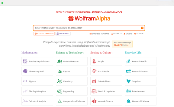 WolframAlpha: 专业知识和能力计算平台