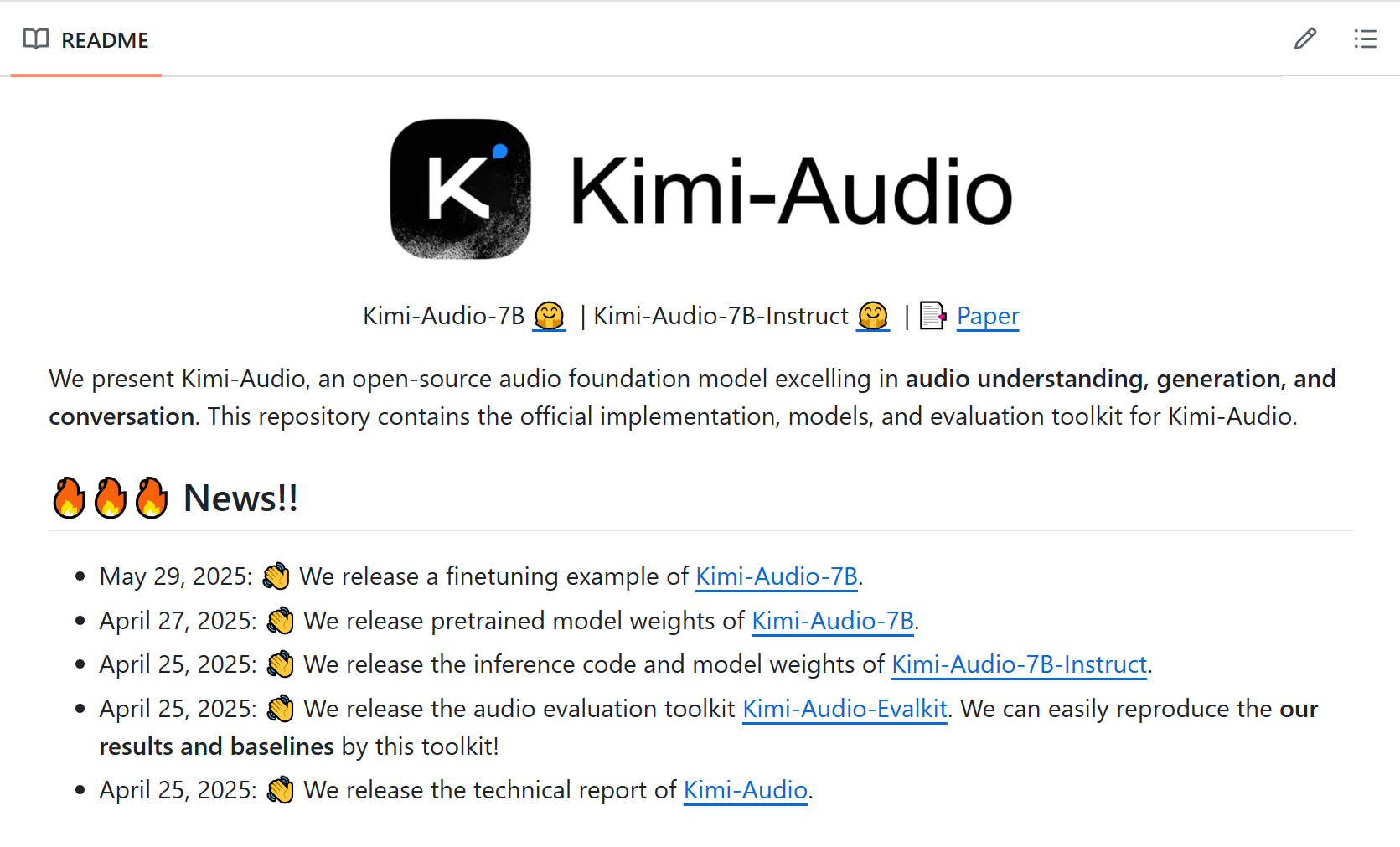 Kimi-Audio:Kimi开源的通用音频模型,支持语音识别、音频理解、语音对话等多种任务
