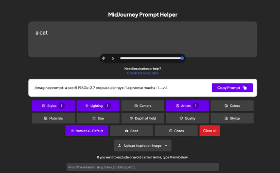 MJ Prompt Tool-好用的Midjourney提示词工具
