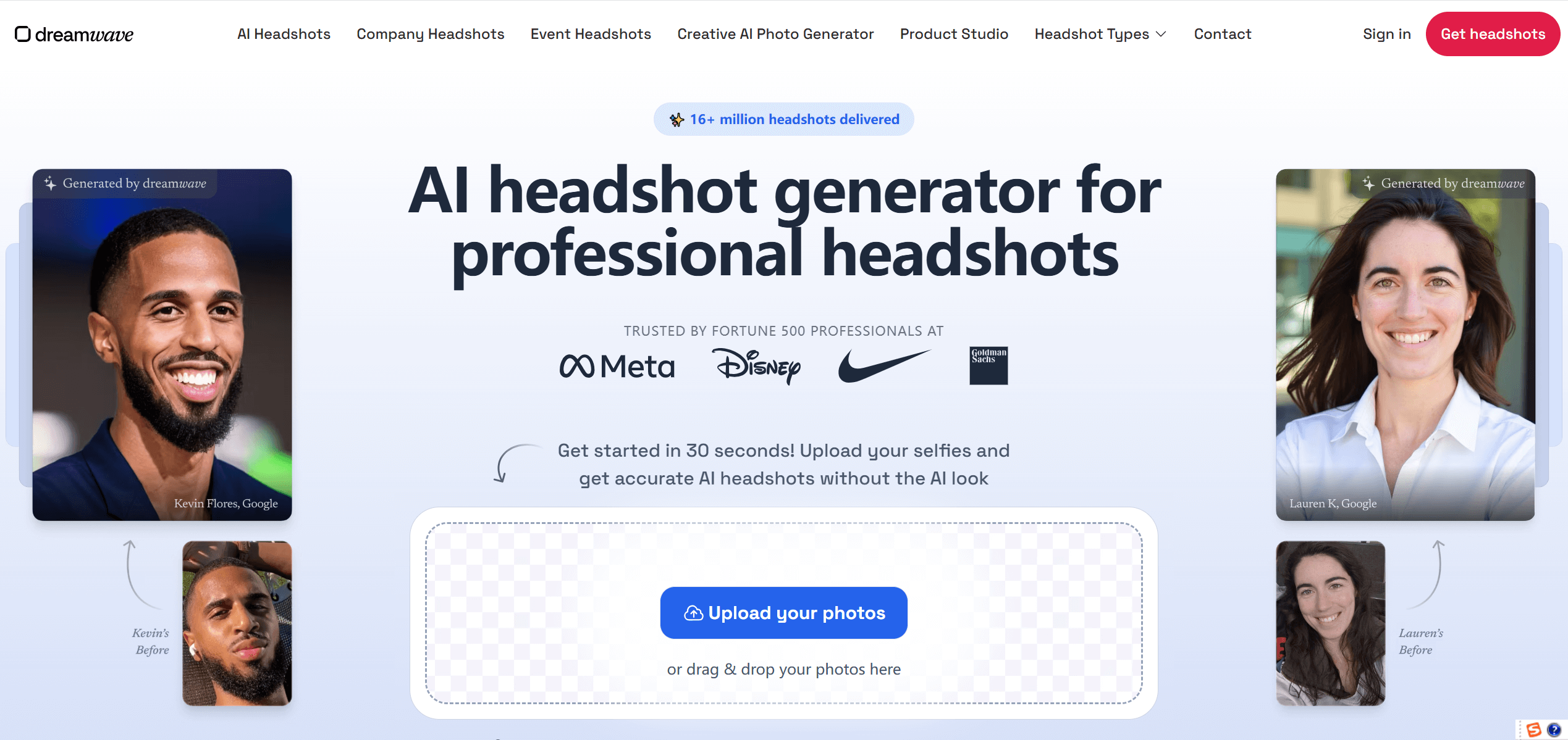 DreamWave AI Headshots-在线AI头像生成器