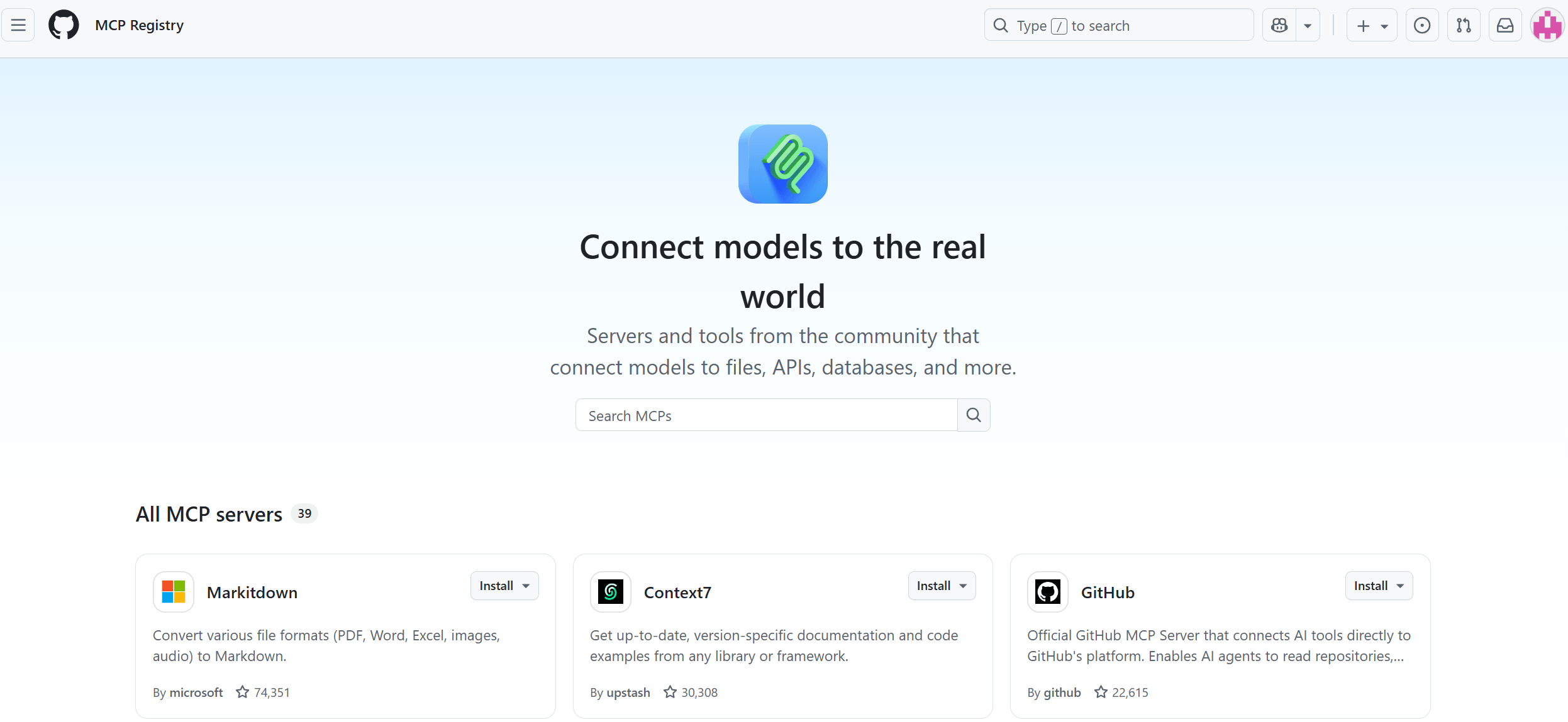 MCP Registry:GitHub推出的MCP服务器平台,开发者的AI工具应用商店