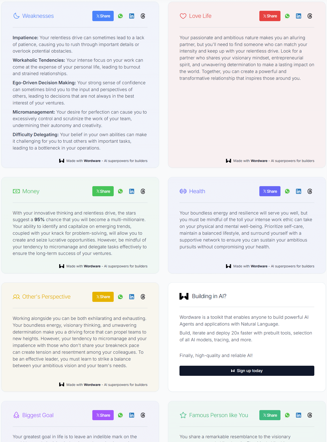 Twitter Personality:Wordware推出的推特账户AI趣味分析工具
