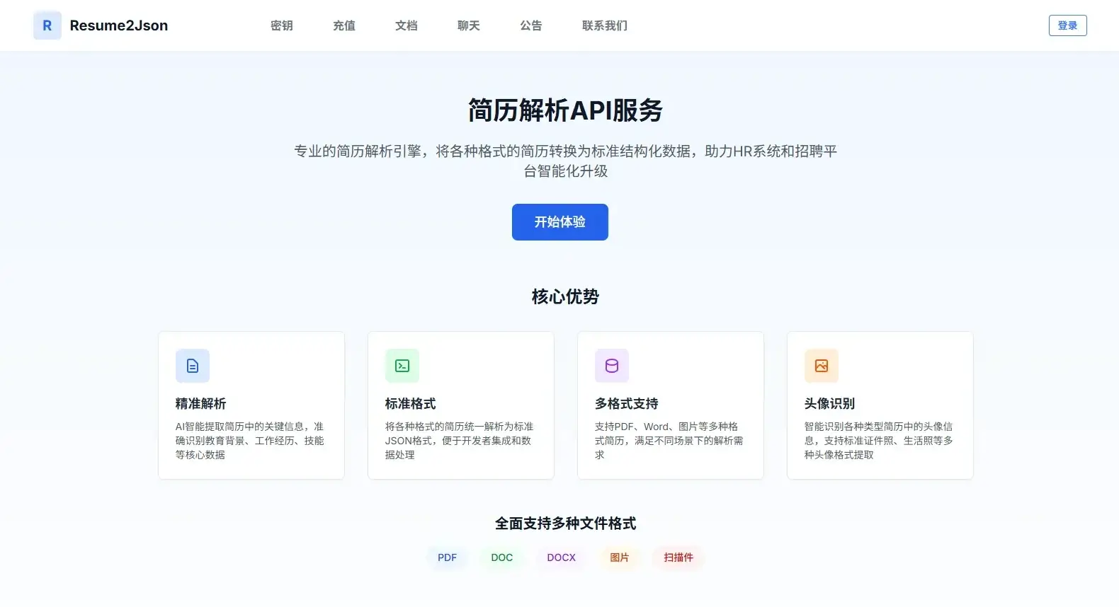 Resume2Json:简历解析API服务,智能解析各种格式的简历 1 Resume2Json:重新定义简历解析,为智能招聘注入核心动力